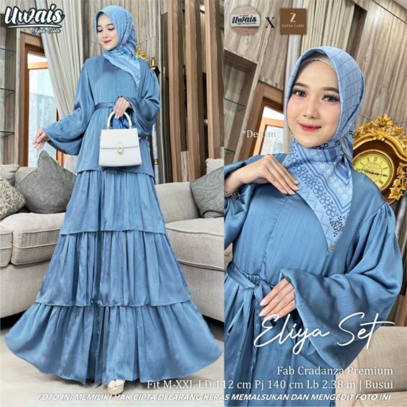 Eliya Set:Dapat Dress & Jilbabnya loh,ORI Brand Uwais,Brand Termurah hanya dsini sista²cantik