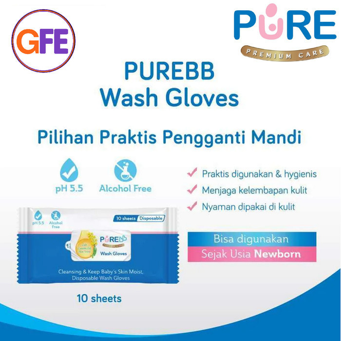 Pure Bb Baby Wash Gloves Waslap Tissue Basah Seka Mandi Bayi
