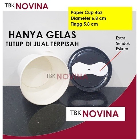 [50PCS] Paper Cup 4oz Tebal Gelas SAJA Per Pack Kertas Ice Cream Eskrim Es Krim 4 Oz Murah