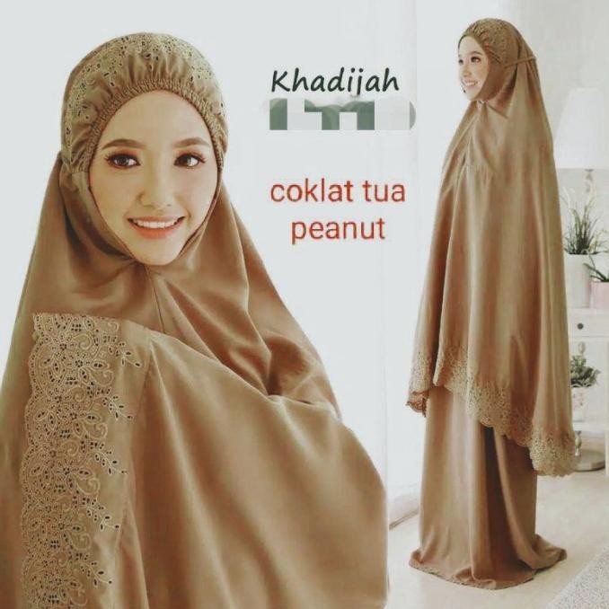 {POY} mukena dewasa khadijah peanut coklat tua