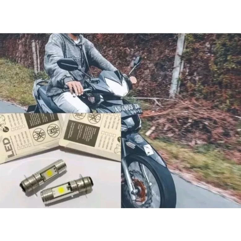 (AKSESORIS MOTOR) Lampu depan led variasi nyala putih soket H6 universal pnp supra x 125 harga sepas