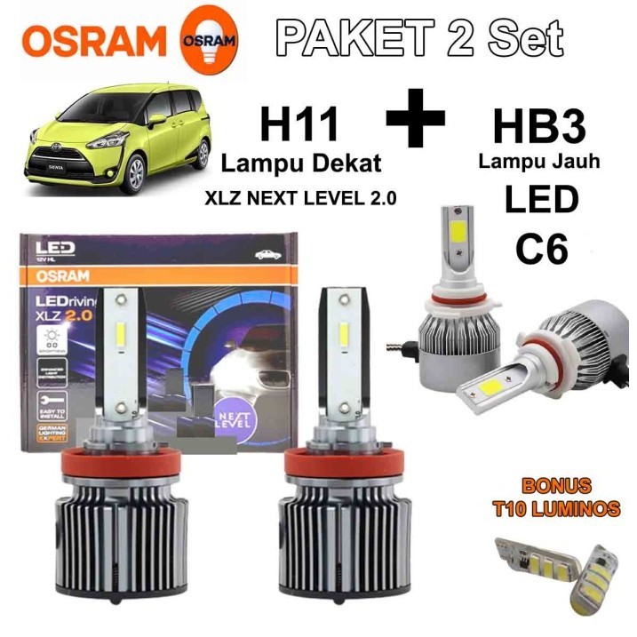 Paket Lampu LED SIENTA OSRAM XLZ + LED C6 HB3 9005 Bohlam LED Putih