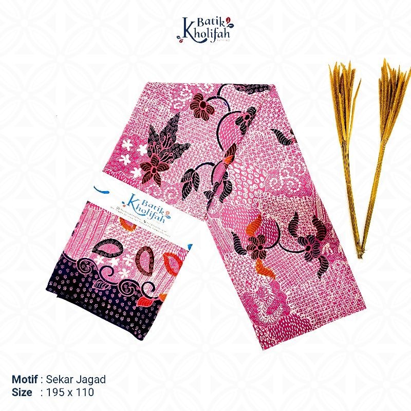 Kain Batik Tulis Madura Motif Sekar Jagad Warna Pink/Merah Muda (BKEX 01)