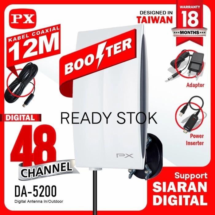 Antena Tv Digital Px Da-5200 Indoor Outdoor Smart Antena Luar Dalam
