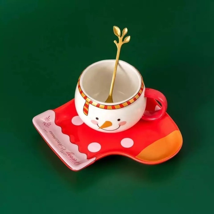 

Ready Christmas Gift Sculptoora Snowman Cup & Saucer