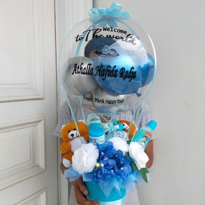 

Ready Buket Balon Bayi baru lahir, hampers bayi laki-laki, bayi perempuan