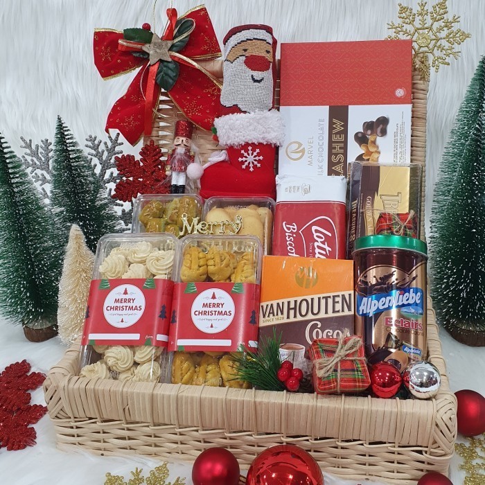 

Ready Paket dekorasi hampers natal christmas parcel hadiah kue kering 100