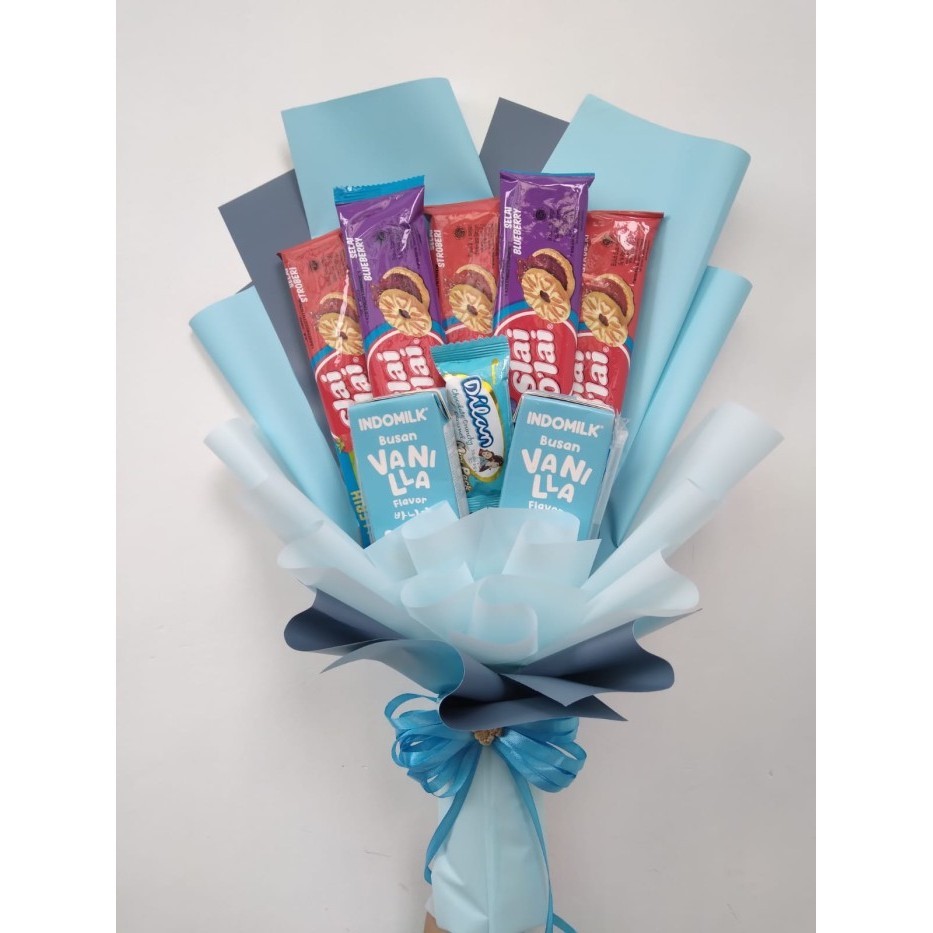 

Ready bucket snack wisuda ulang tahun blue + susu