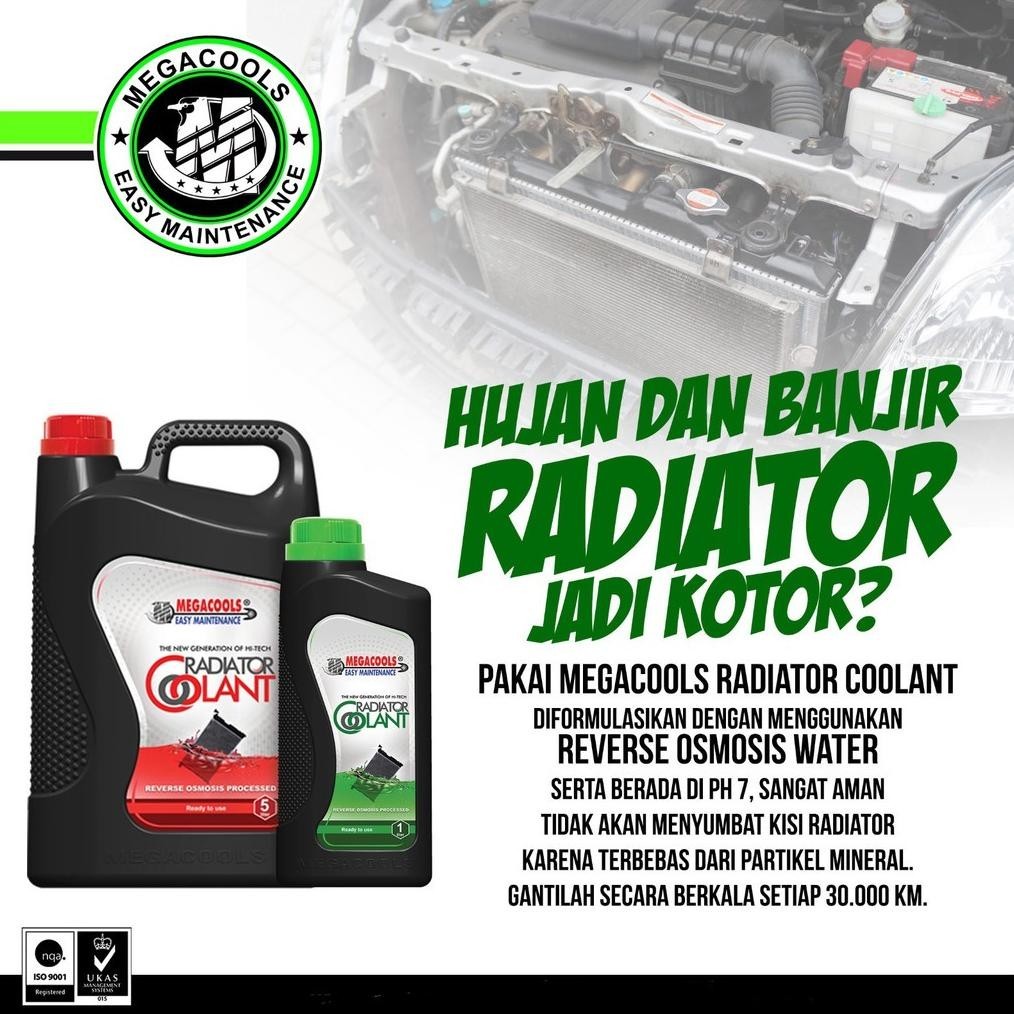 (Rady-322) Air Radiator Megacools 5 Liter Sertifikasi Iso Internasional - Untuk Mobil Motor Water Co