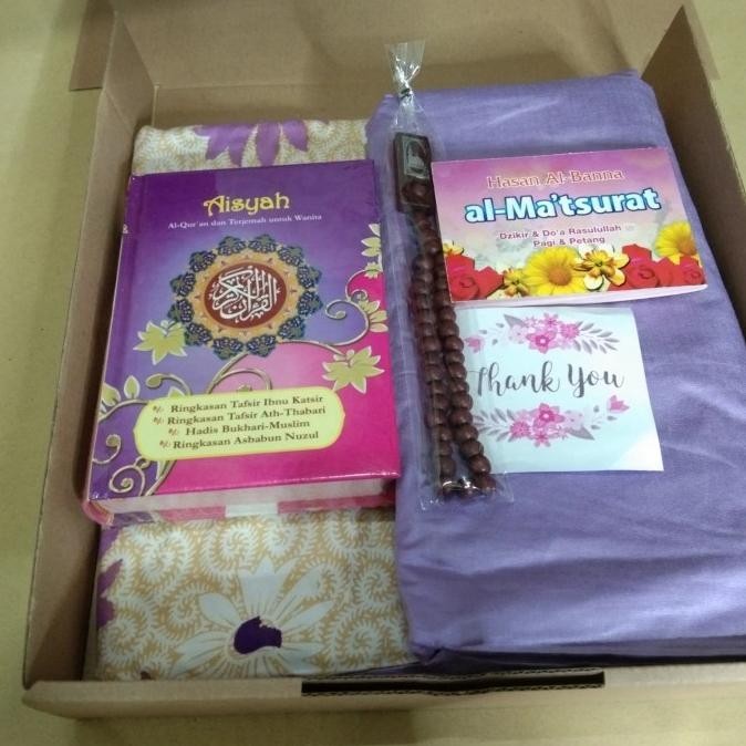 {POY} Kado Mukena Dan Al Quran +Tasbih Al Matsurat ,Hadiah,Souvenir,Packing