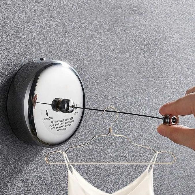 Gantungan Handuk Baju Hotel Kamar Mandi Retractable Clothes Line