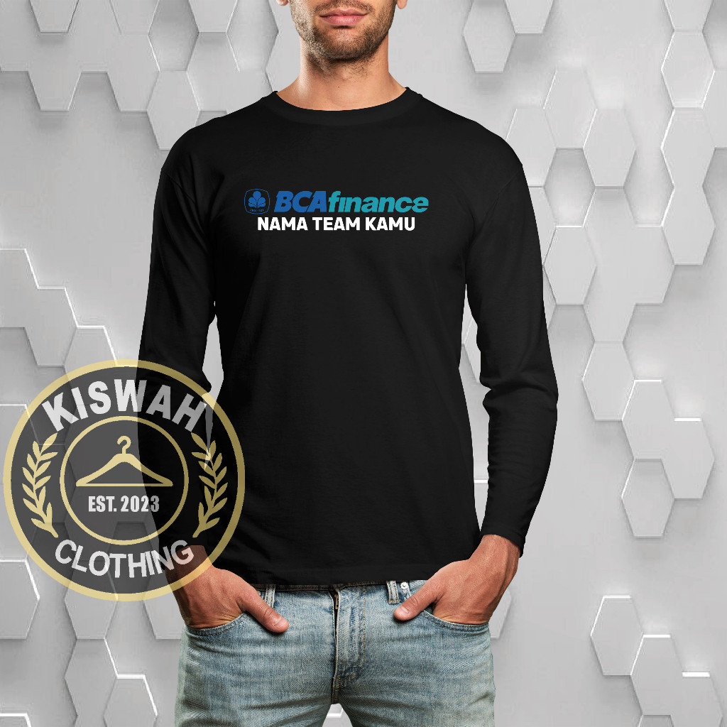 Kaos Tshirt BCA Finance Logo Gratis Nama Team Kamu Lengan Panjang Baju Perusahaan
