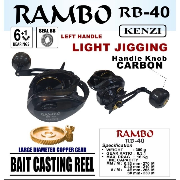 Reel BAITCASTING / OVERHEAD KENZI RAMBO RB-40 (LEFT HANDLE)