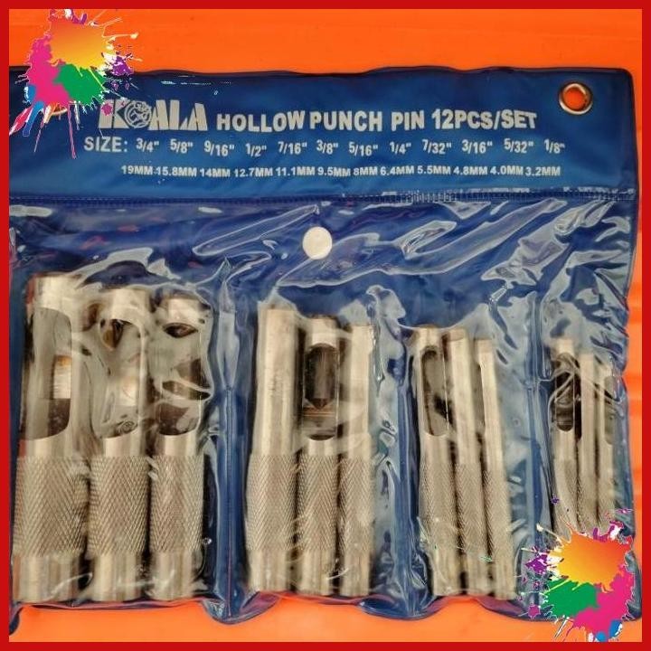 

(kmt) alat pelubang paking set 12 pcs - hollow punch pin 12 pcs 3/4 - 1/8