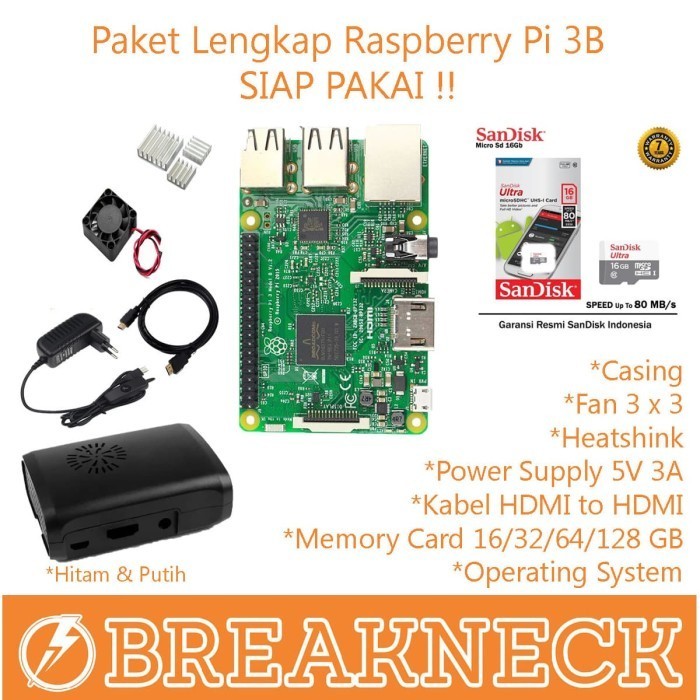 Paket Lengkap Raspberry Pi 3 Model B