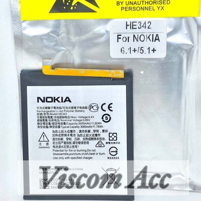 baterai nokia 6.1+ original baterai nokia 6.1plus baterai nokia he342