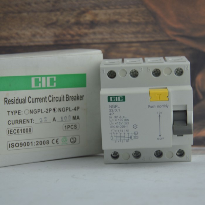 RCCB NYLON 4P 32A 30MA, 100MA, 300MA 230VAC CIC