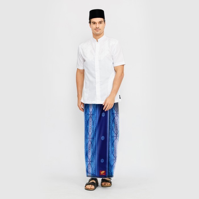 Sarung ATLAS Premium 790 Jacquard Songket Biru 02