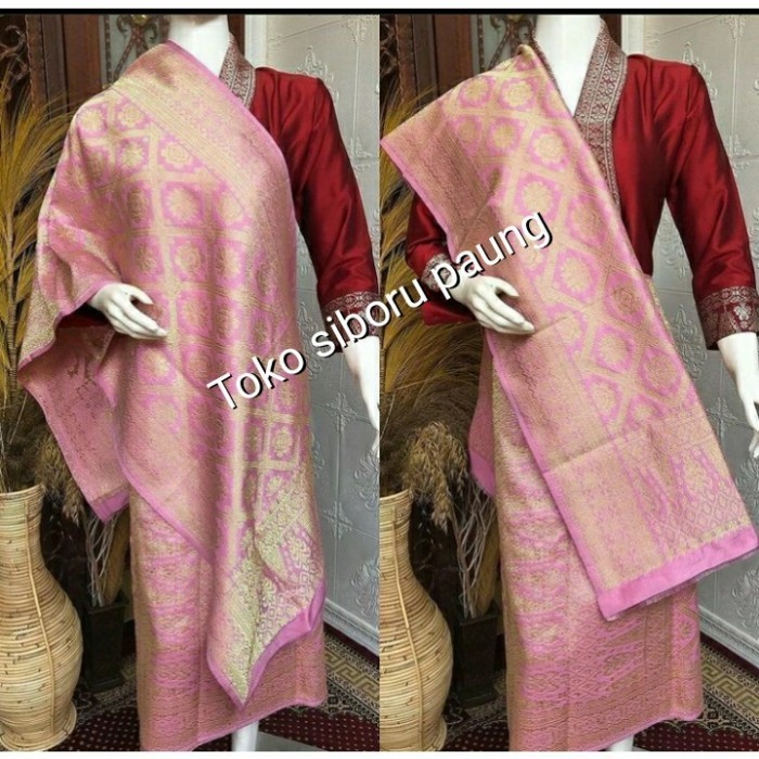 songket lepus pink emas benang sutra