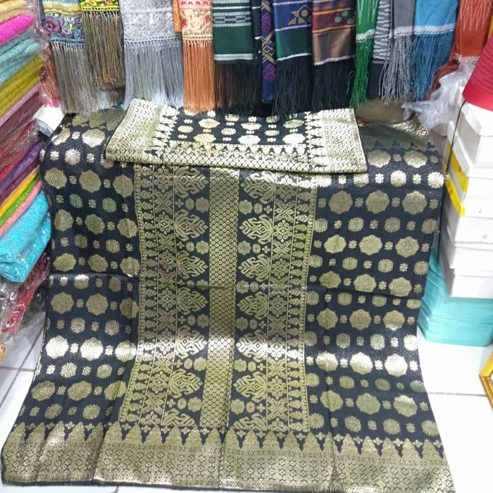 songket mesin Palembang motif cantik manis warna hitam