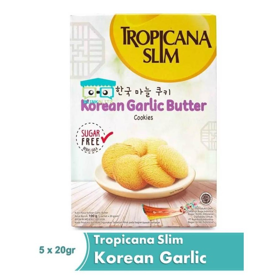 

New Korean Garlic Butter Tropicana Slim Cookies 100 Gr Sugar Free Biskuit Stok Terbatas