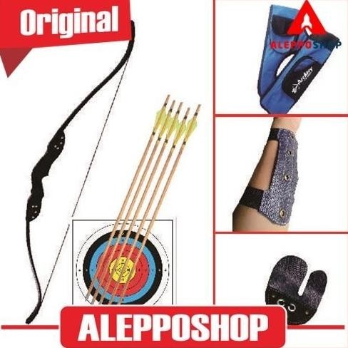PAKET BUSUR PANAH STANDAR BOW ANAK MODERN ARCHERY TRADISIONAL WOODEN