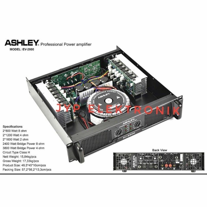 POWER AMPLIFIER ASHLEY EV 2800 / EV2800 ORIGINAL CLASS H