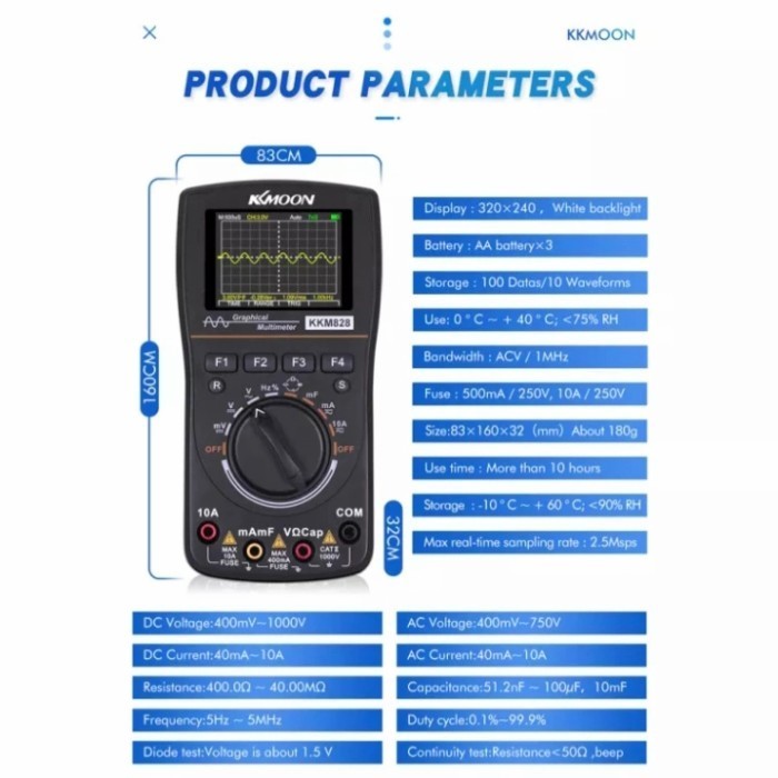 Multimeter Oscilloscope Digital Graphical Multimeter Portable 2 in 1
