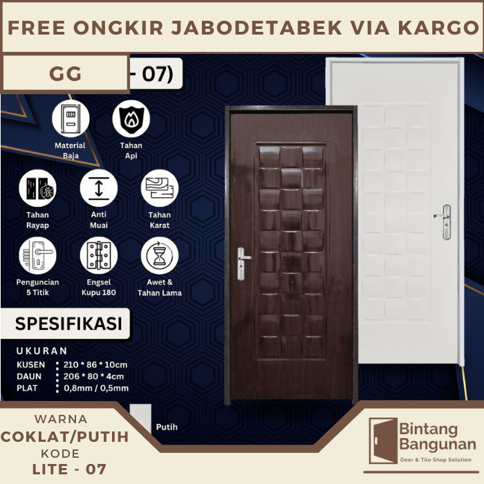 Terlaris Pintu Baja GG Pintu Kamar 86x210 LITE 07 GG Door TEBAL