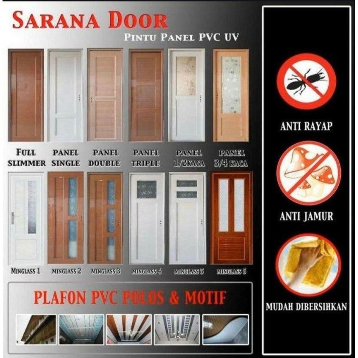 Terlaris Pintu panel PVC UV 80 x 210