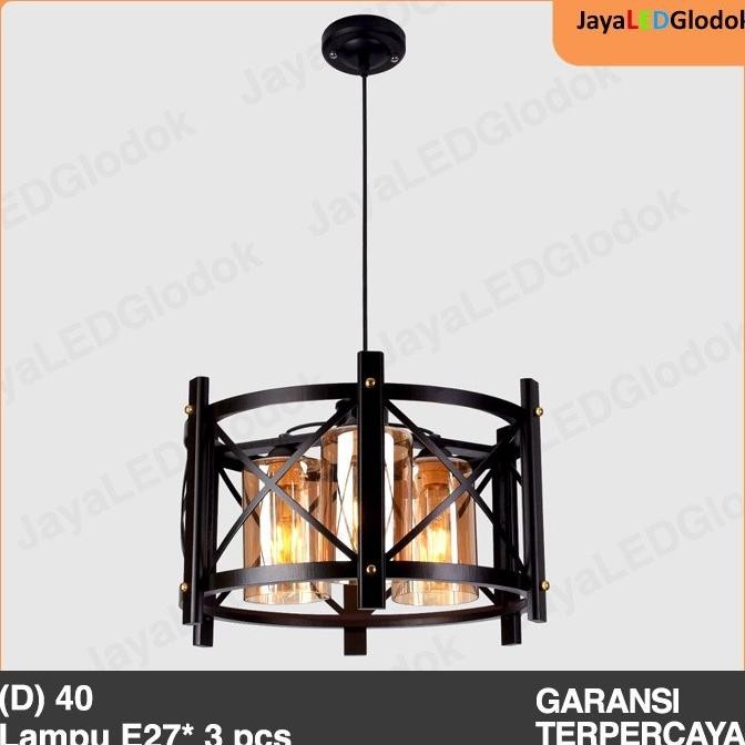 Lampu Gantung Minimalis Ruang Tamu Mini Bar Kayu 3 Kaca Tabung Hias Mpoktihome