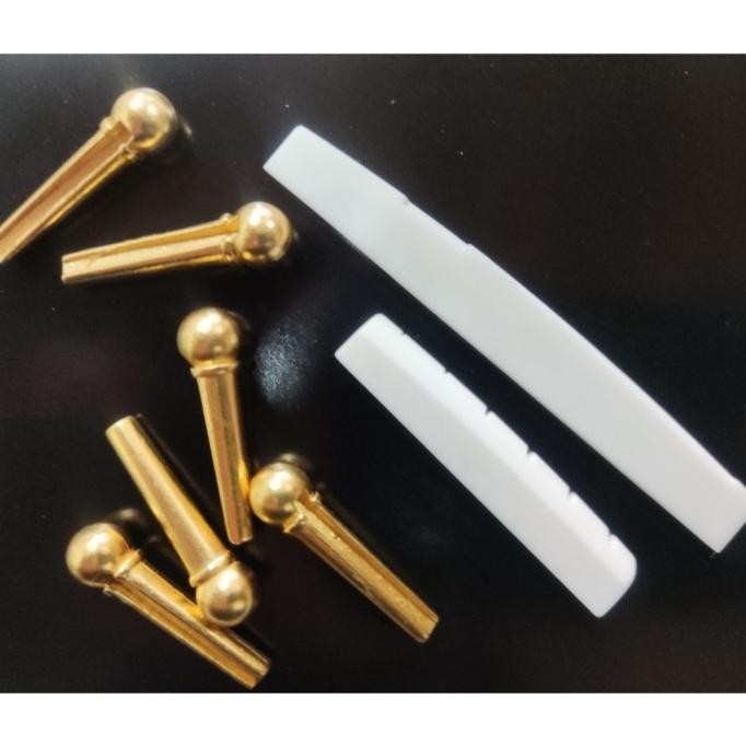 Sadle Nut Tulang Dan Pin Logam Untuk Gitar Akustik