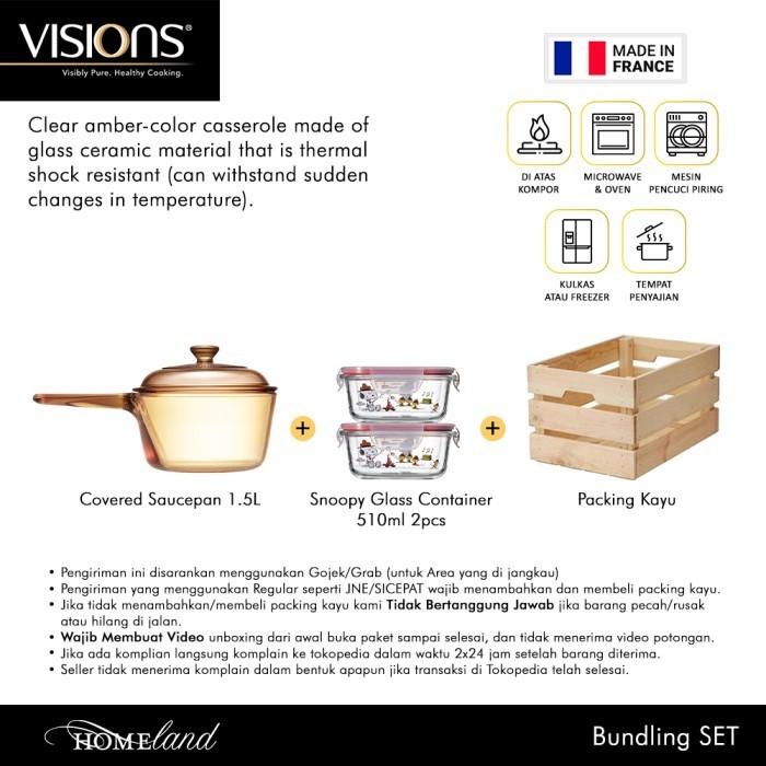 Visions Saucepan Panci Kaca Tempered Glass