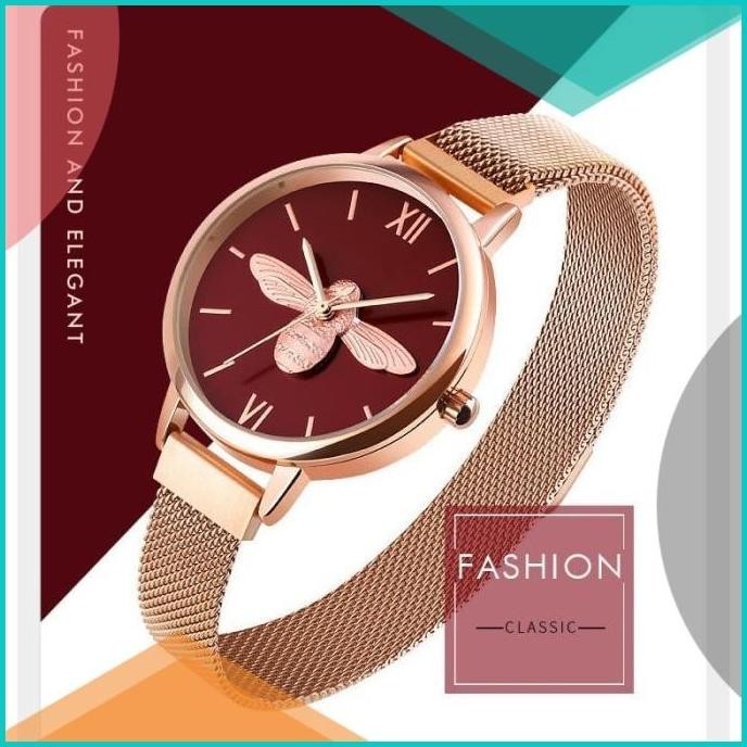 SKMEI Jam Tangan Analog Wanita Magnet Watch Band Strap Stainless Steel