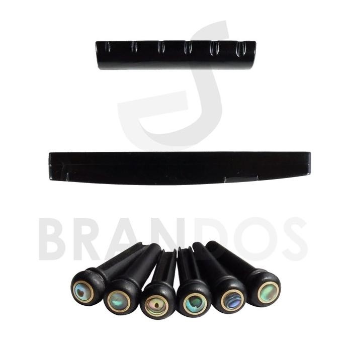 Nut Saddle Bridge Pin Kayu Ebony (6 Pcs) Gitar Akustik Gp-07 Set Hitam