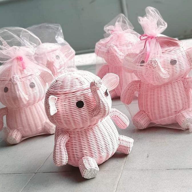 

Promo Keranjang Rotan Besar Binatang Gajah Pink, Box Hampers Parcel