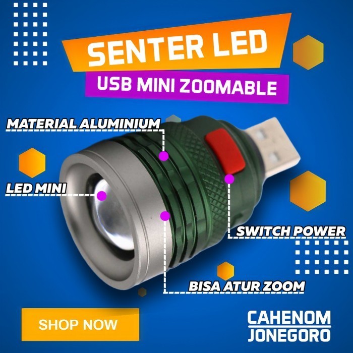 Senter Led Zoomable Tenaga Usb Powerbank