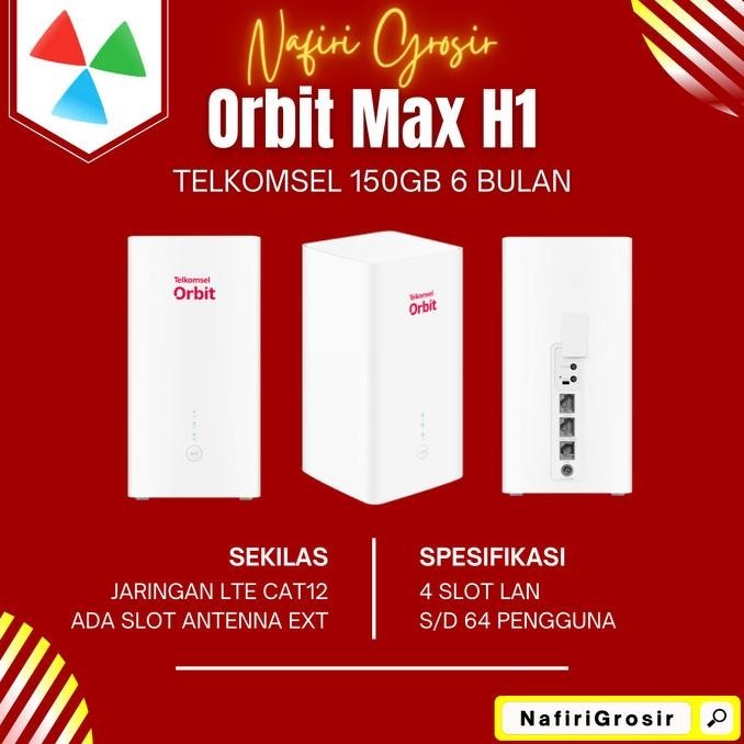 BARANG TERLARIS MODEM ORBIT MAX H1 B628 FREE TELKOMSEL 150GB ROUTER WIFI