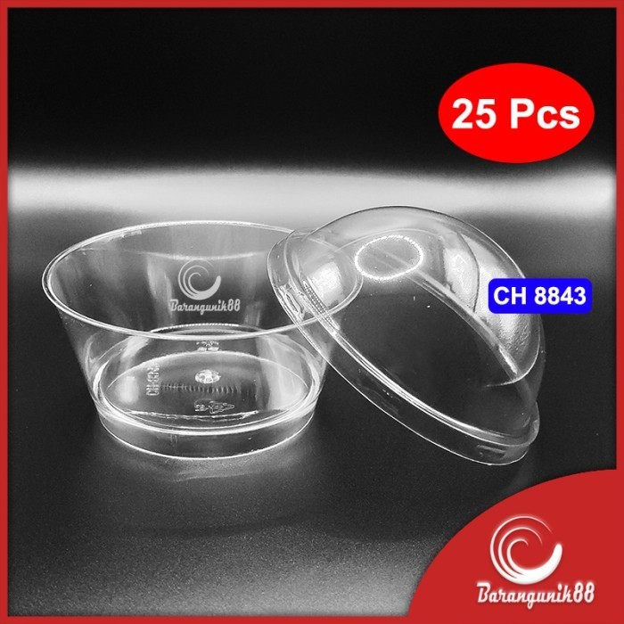 [25 Pcs] Jelly Cup Gelas Puding Agar-agar CH 8843 Bulat + Lid 150 ml -18f