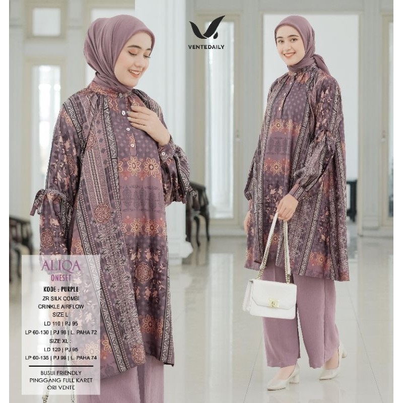 [ONLINE EXCLUSIVE] ALIQA ONESET // SET JUMBO MOTIF // ZARA SILK COMBI CRINCKLE AIRFLOW // LONG TUNIK