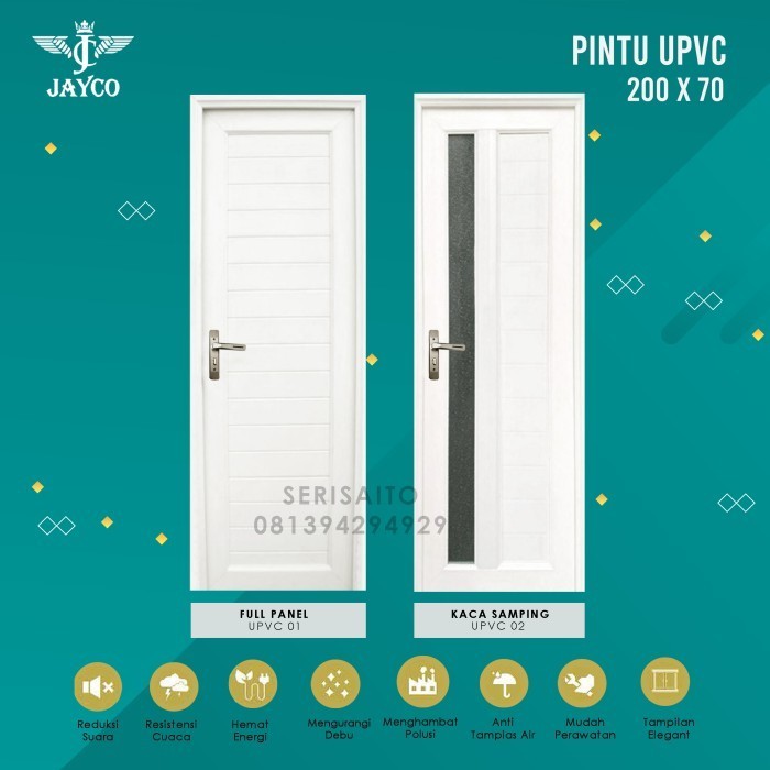 New Pintu Kamar Mandi UPVC + Gagang / Kunci / Hendel /Handle