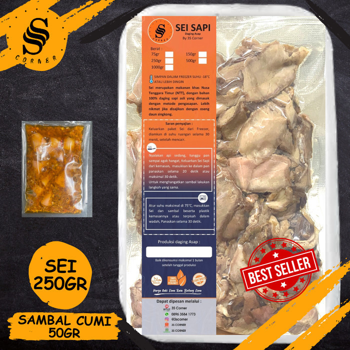 

3S Corner - [Paket Hemat] Sei Sapi Daging Asap Khas Ntt + Sambal Cumi