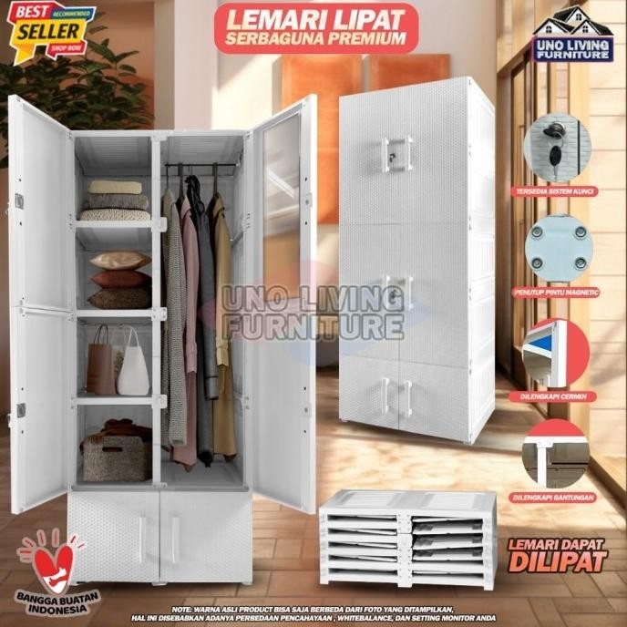 Lemari Pakaian / Lemari Baju / Lemari Lipat / Lemari Portable Putih Xanexa
