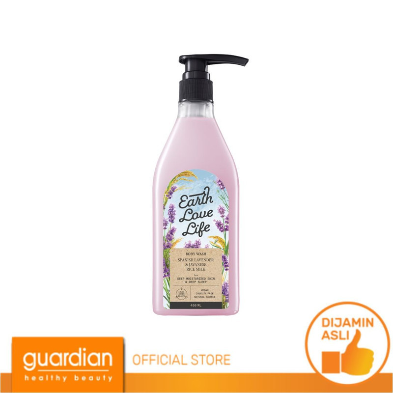 Earth Love Life Spanish Lavender & Javanese Rice Milk Body Wash 450Ml - Sabun Mandi Cair Wangi Fragr