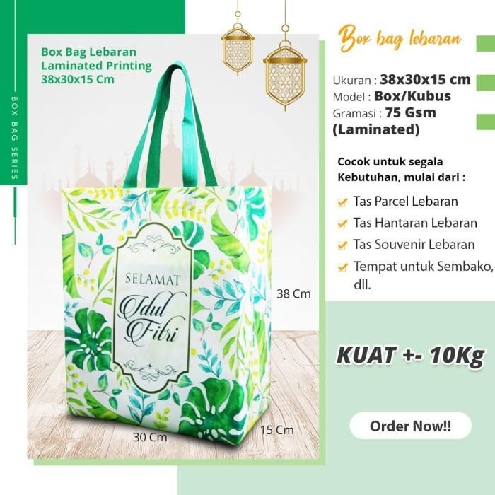 

Tas Goodie Bag Spundbond Idul Fitri Lebaran Printing Laminasi Green 027