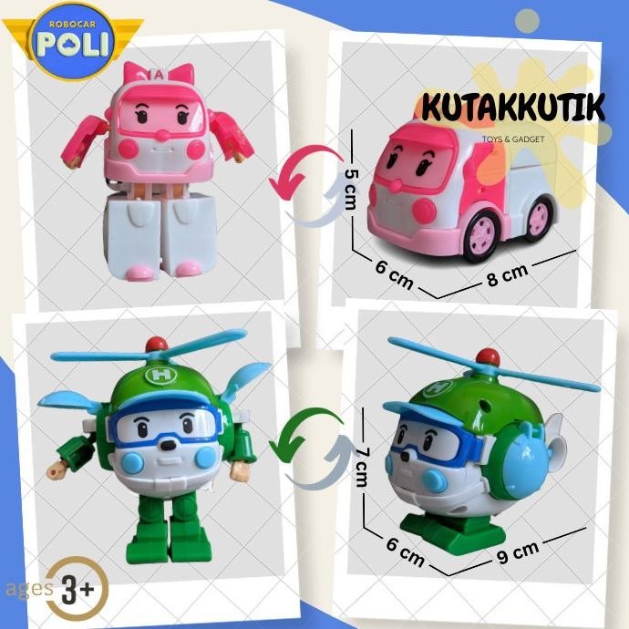 Mainan Anak Robot Robocar Poli Helly Helicopter Amber Ambulance Deform