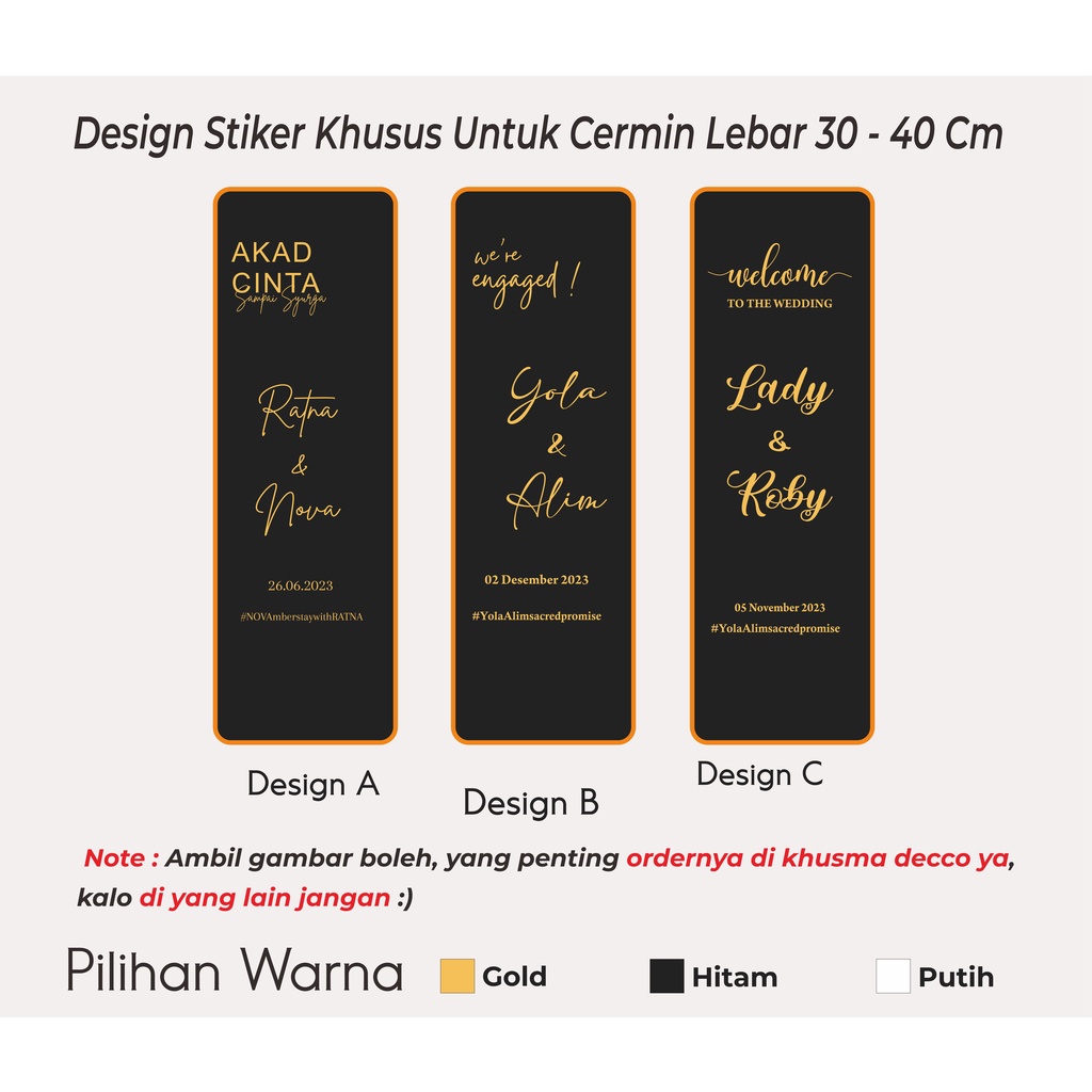 Premium Mirror Stiker Sign Stiker Wedding Sign Wedding Stiker Kaca Wedding Wedding Akrilik