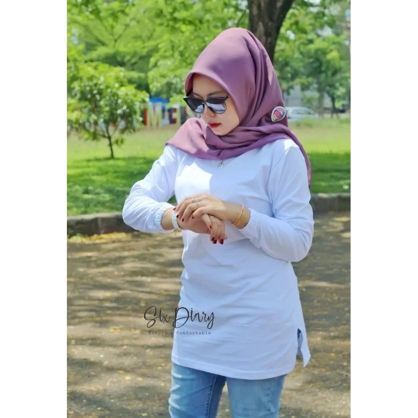 Baru [ Terbaru ] Kaos Tunik Atasan Wanita Polos Lengan Panjang Oversize Kaos Hijab Zolaqu Six Diary 
