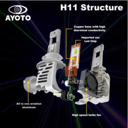 Lampu Led Mobil Ayoto H11 Original (1Set)
