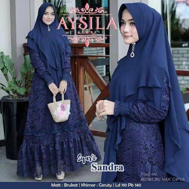 Gas Brukat Syari Sandra Baju Wanita Muslim Dress Setelan Gas 2023